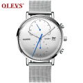 OLEVS Marke Quarz Edelstahl Milanese Uhrenarmband Armbanduhren Coole Persönlichkeit Mode Wasserdicht Hochwertige Herrenuhr